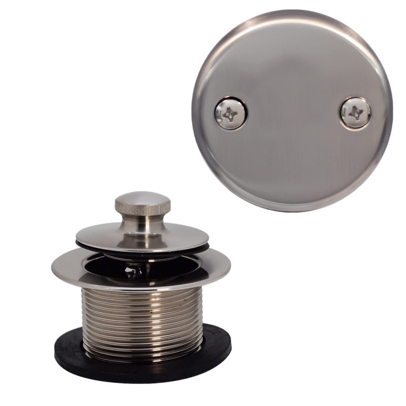 Westbrass Twist & Close Tub Trim Set with Two-Hole Overflow Faceplate, Satin Nickel, D94-2-07 - Image 1